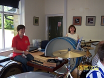 The percussion section in rehearsal